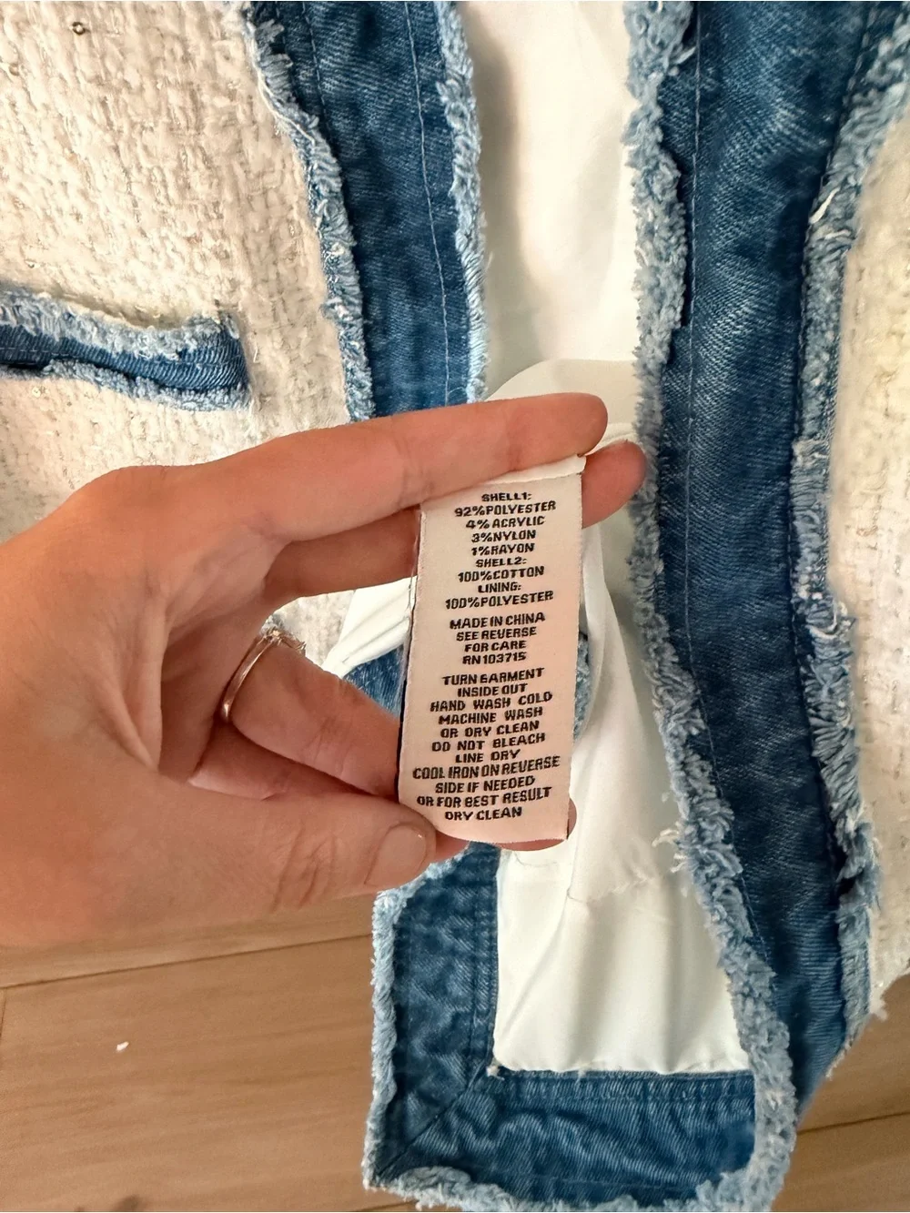 Nanette Lepore Tweed Denim Jacket - Picture 7 of 9